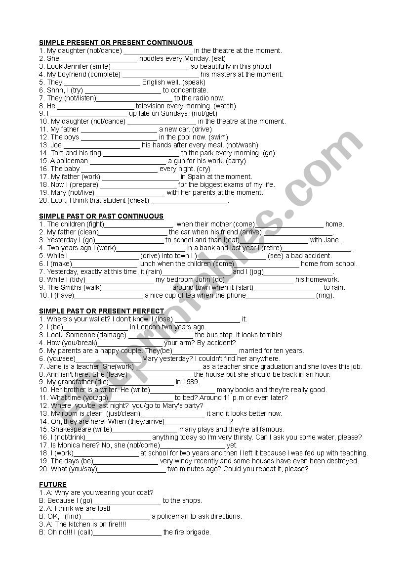 grammar test worksheet