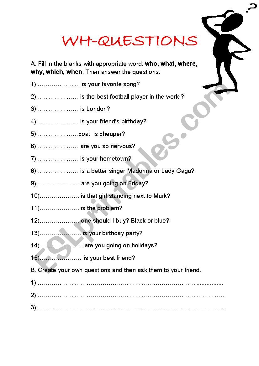WH- questions worksheet