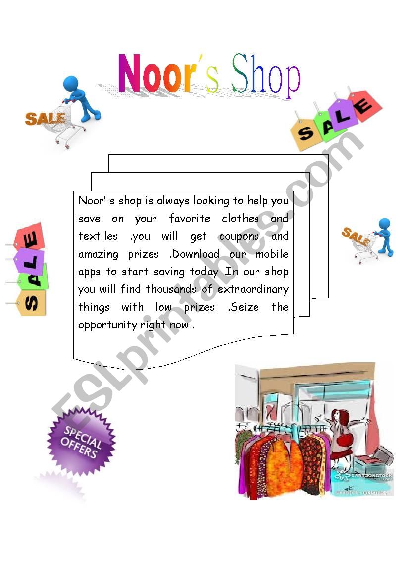 shops worksheet