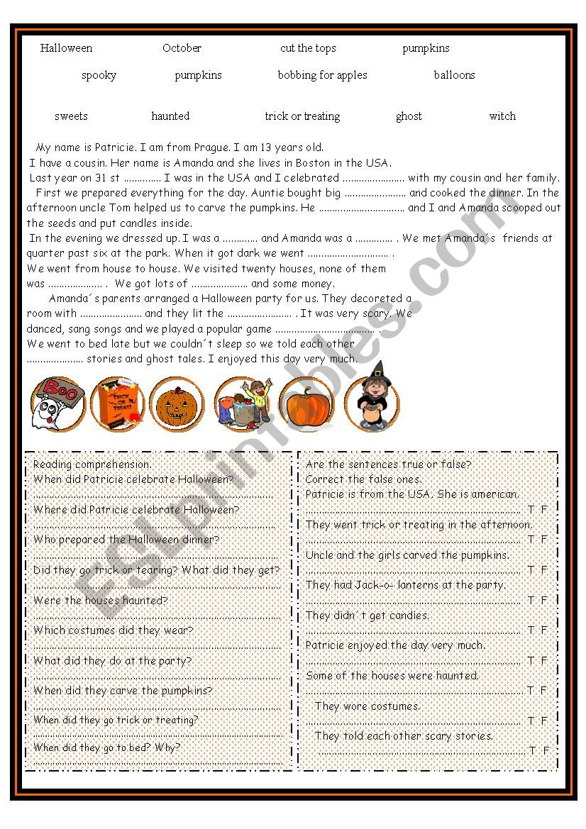 Halloween worksheet