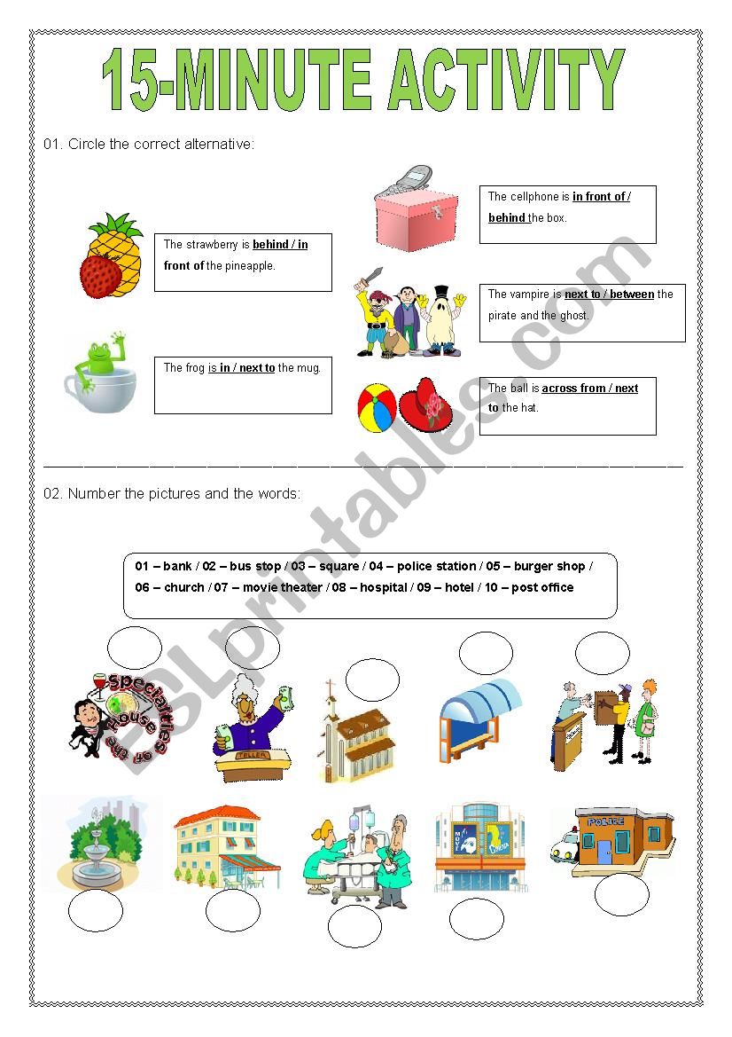 15-minute activity worksheet