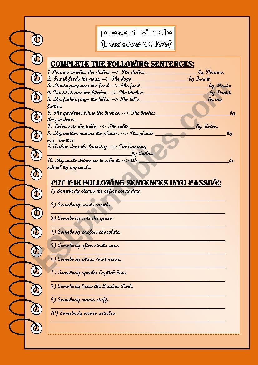 passive voice present simple worksheet