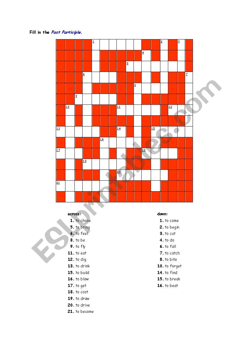 past participle worksheet