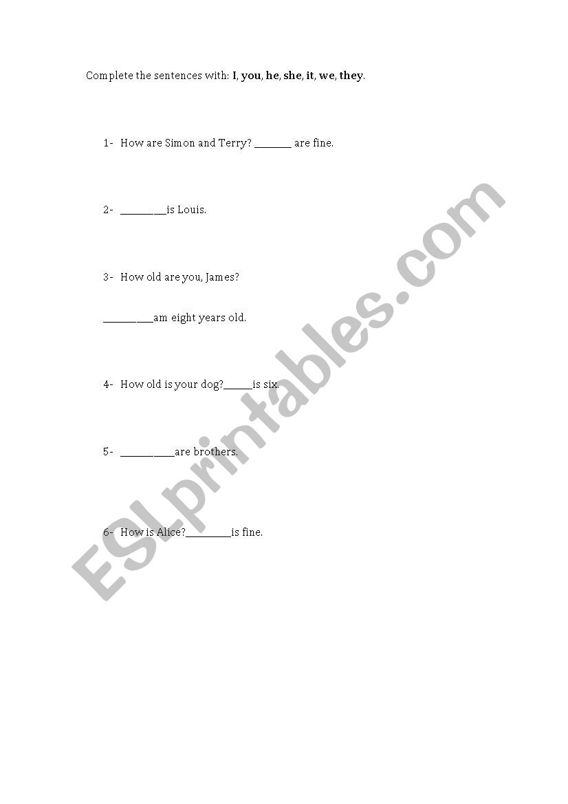 Grammar Worksheet - Personal Pronouns 