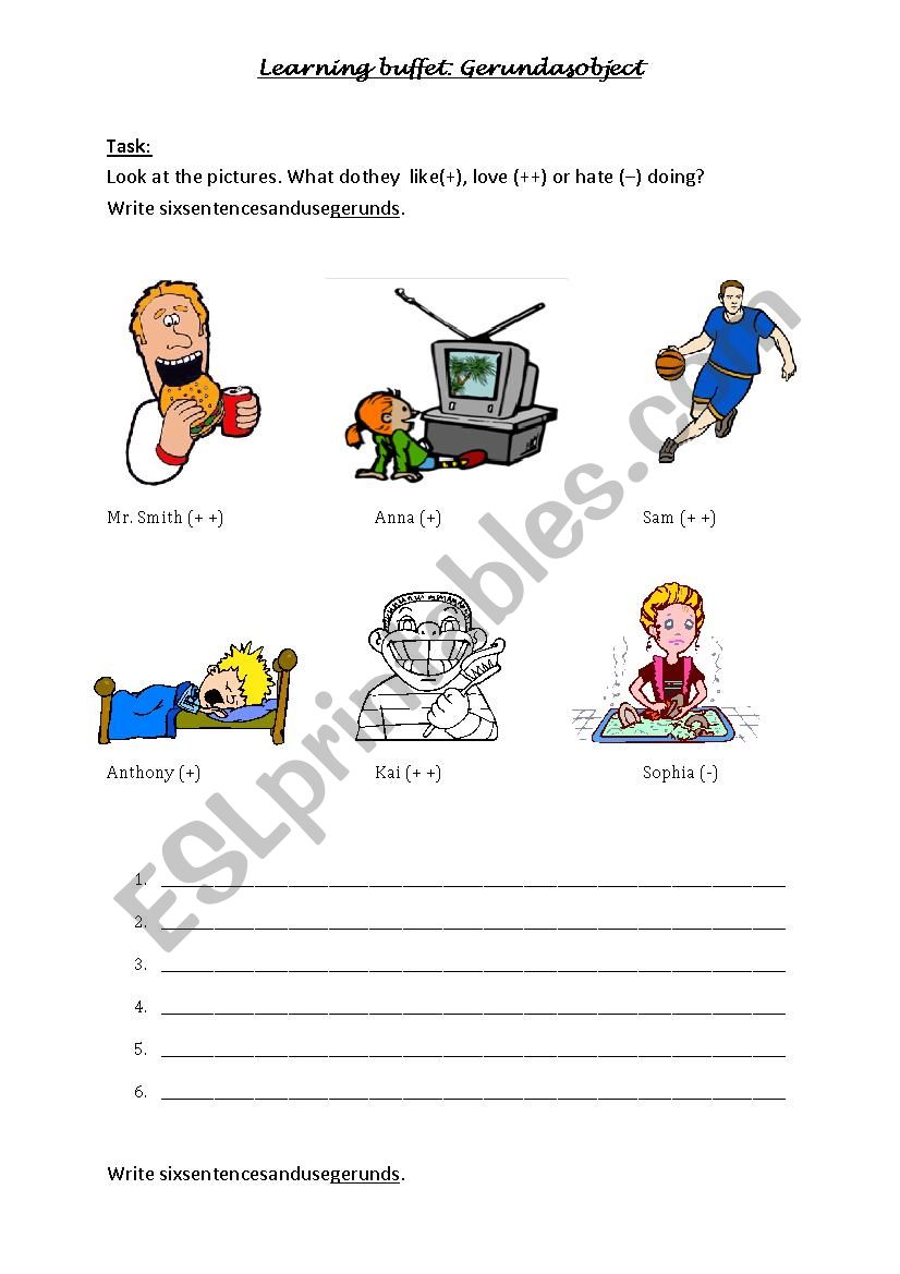 Gerund as object worksheet