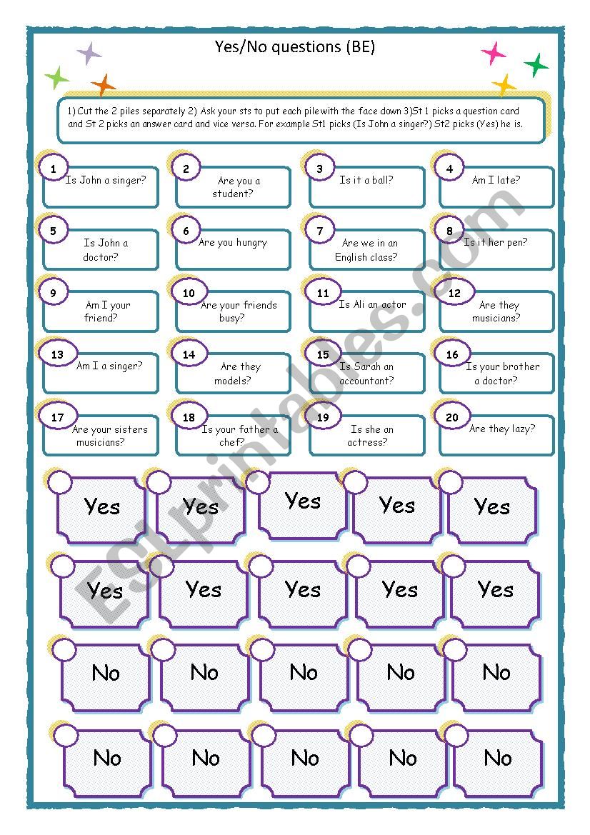 Yes/no question with the verb to be