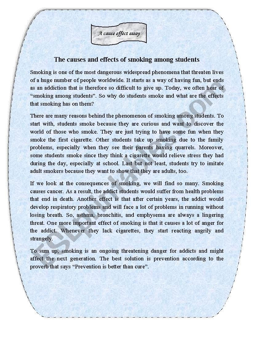 The causes and effects of smoking among students