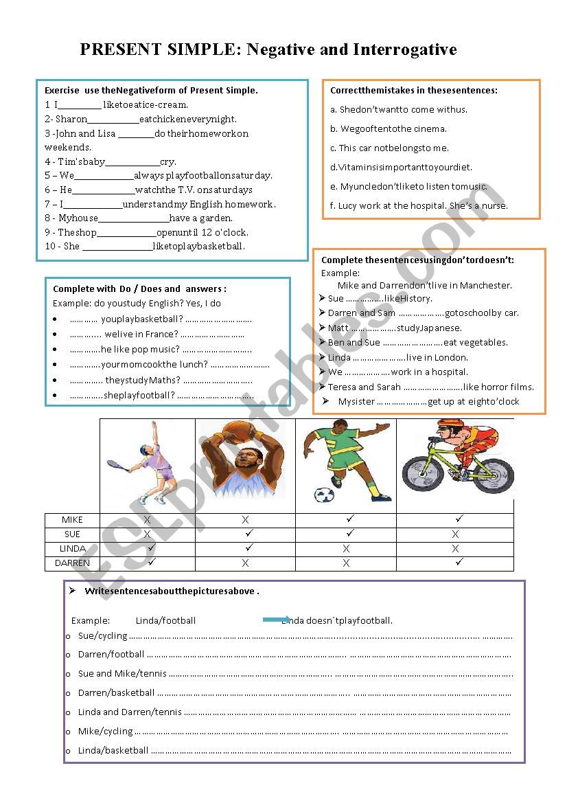 PRESENT SIMPLE TENSE worksheet