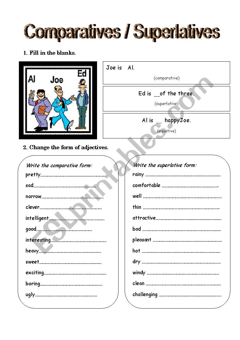 comparatives / superlatives worksheet