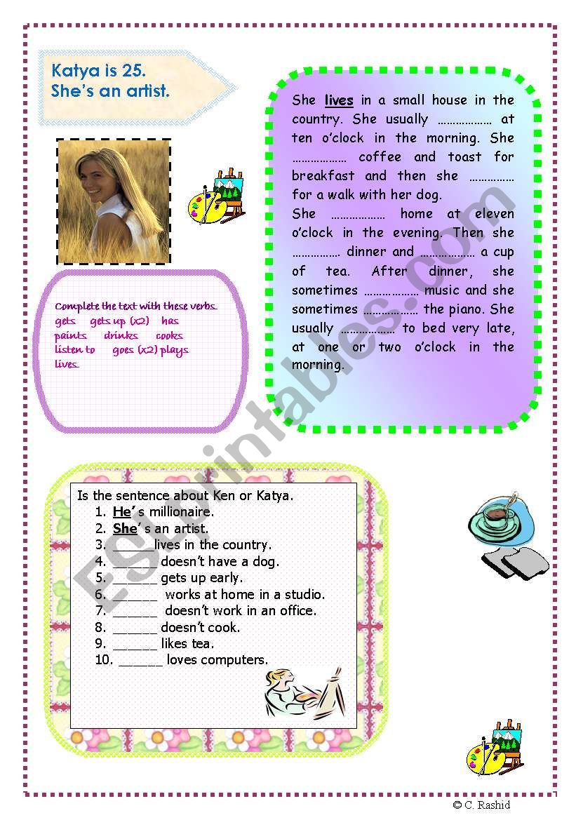 KatyaÂ´s day worksheet