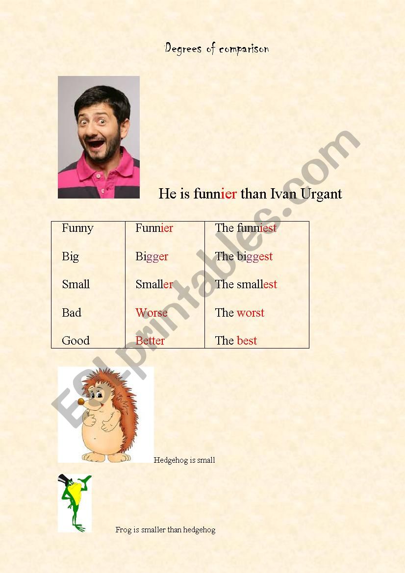 Degrees of comparison worksheet