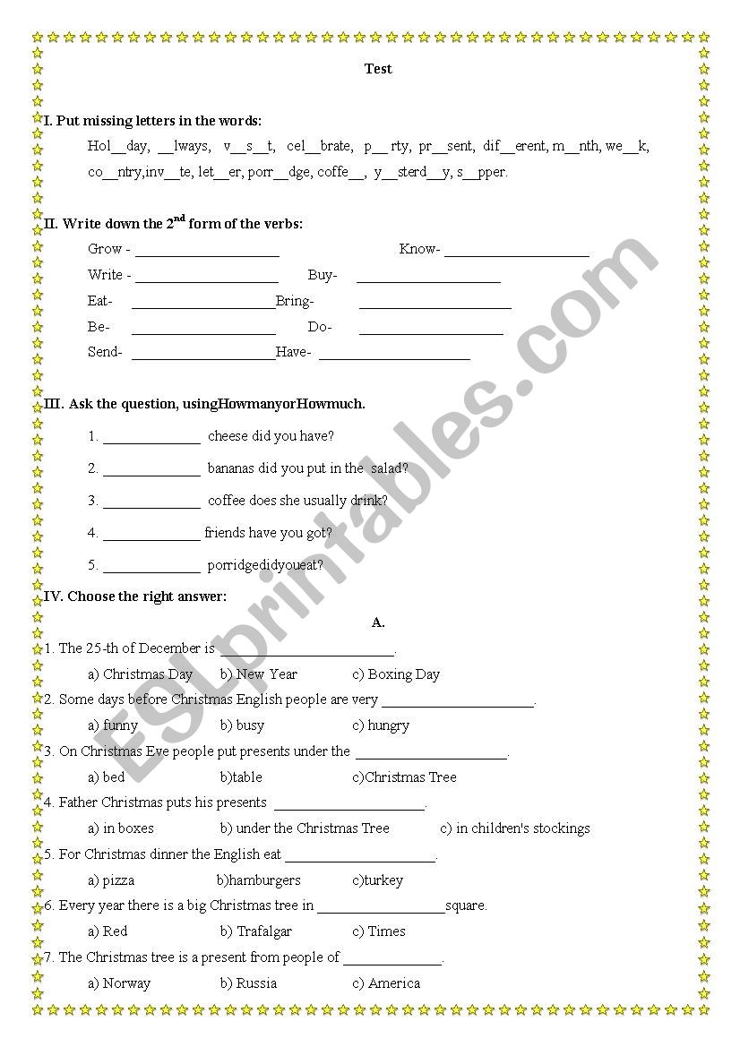 Test  worksheet