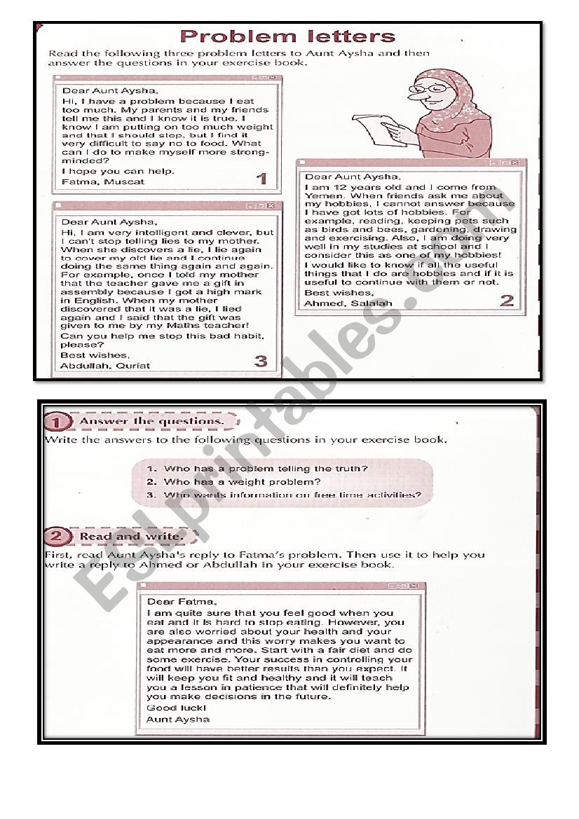 problem letters worksheet