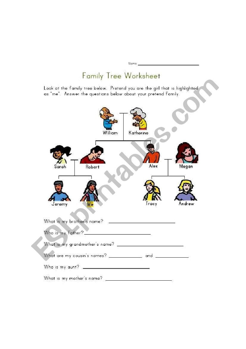 Family tree  worksheet