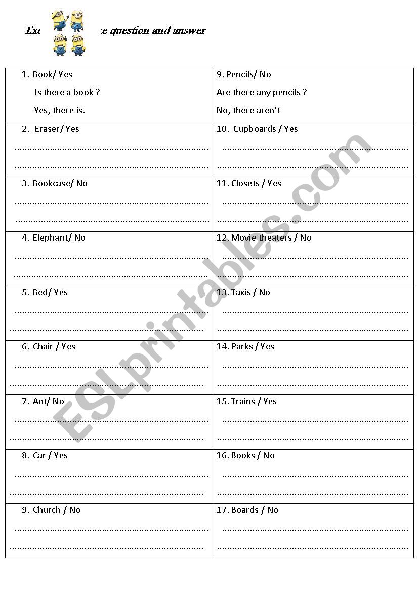 is there are there worksheet with Minion