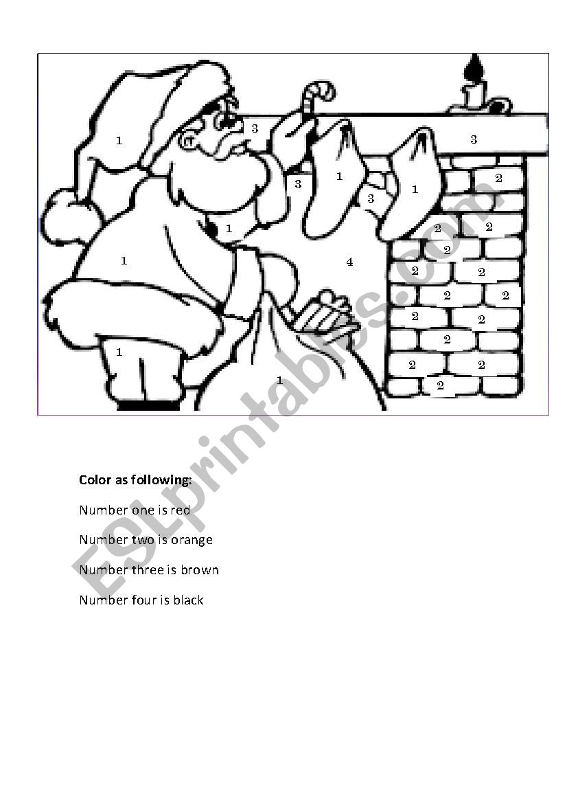 Santa to color worksheet