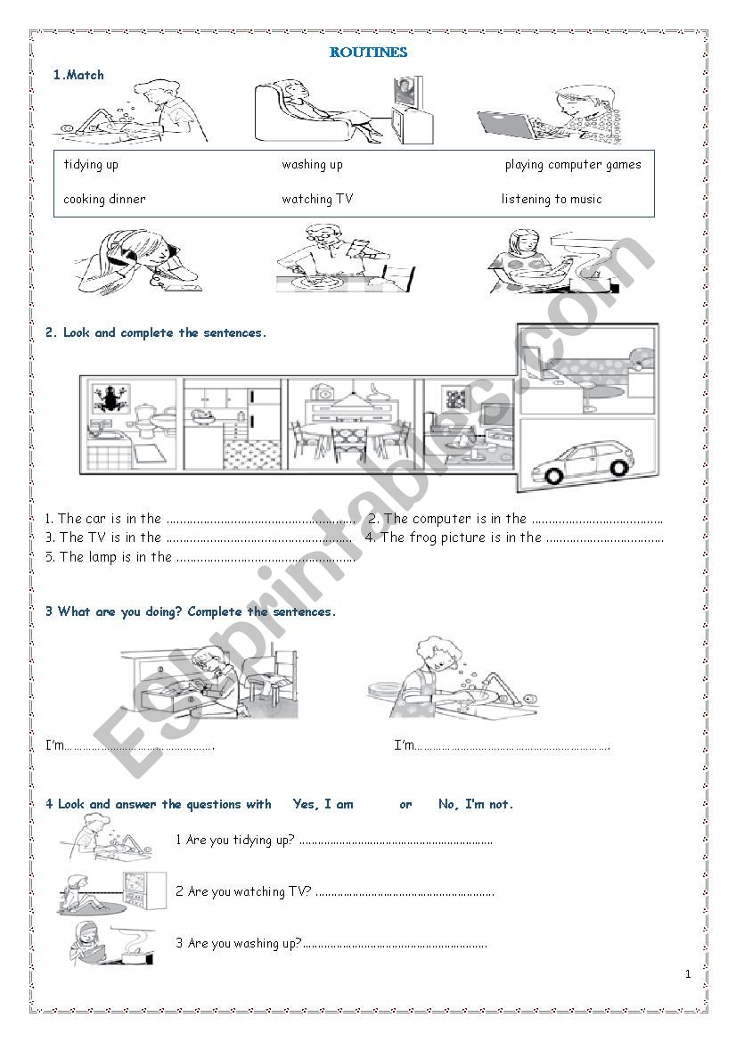 Routines worksheet