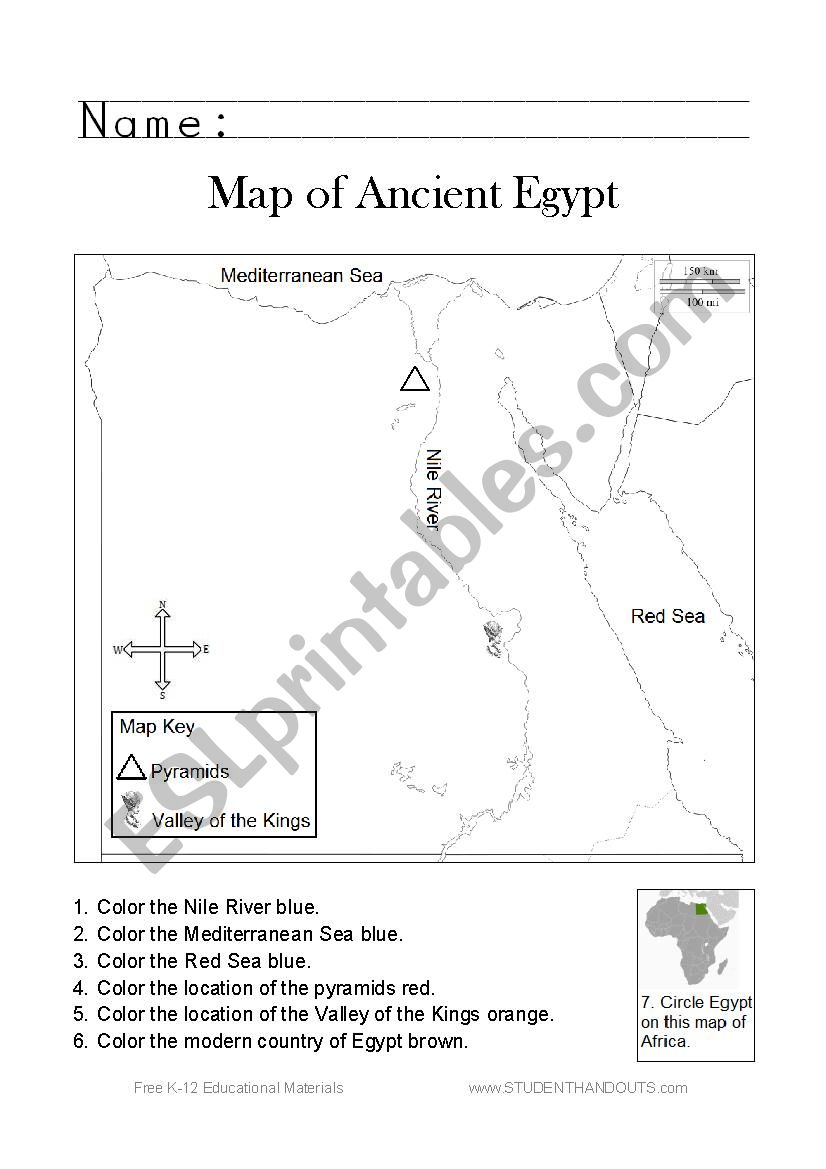 Ancient Egypt Nile River Worksheet