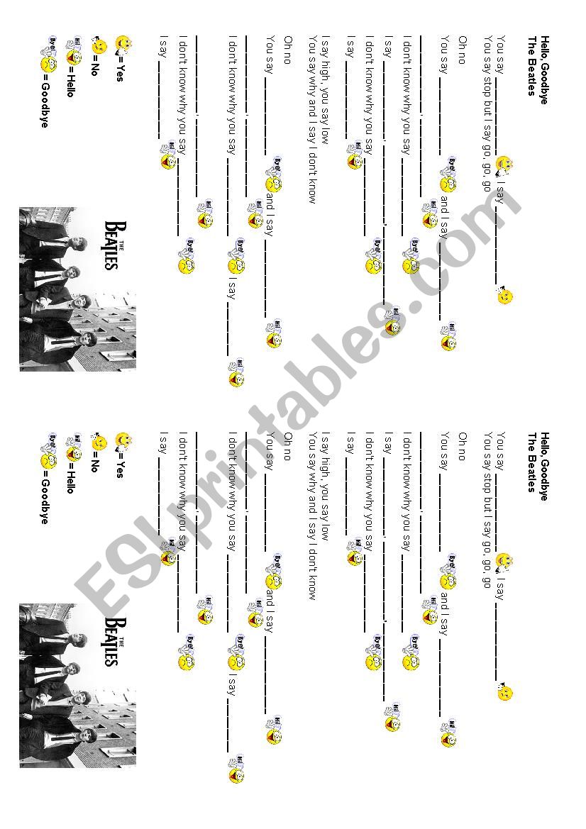 The Beatles - Hello Goodbye worksheet