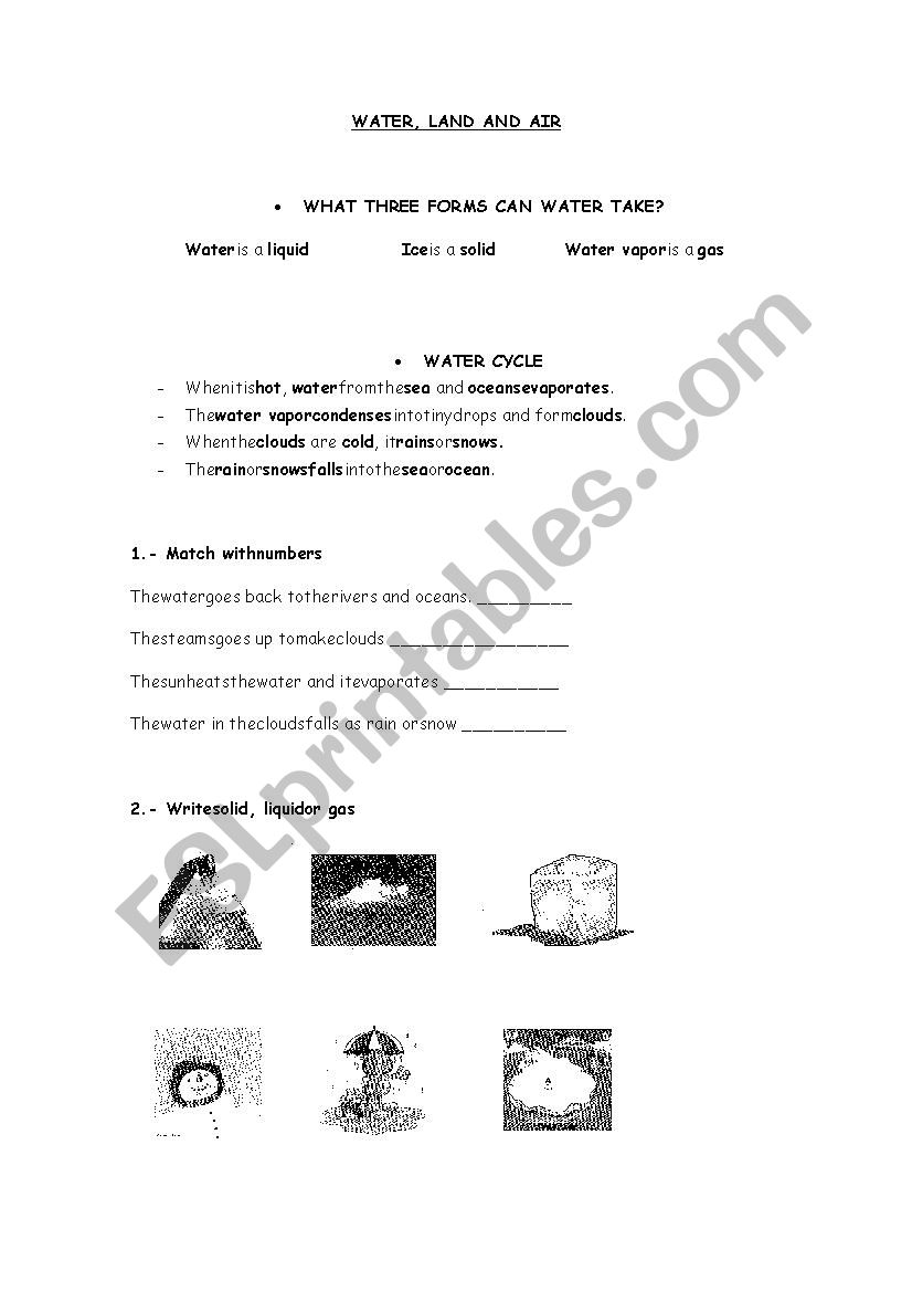 water worksheet