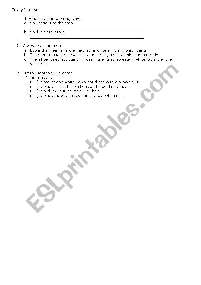 Pretty Woman - Video Session worksheet