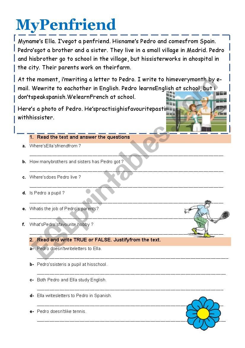 My penfriend worksheet