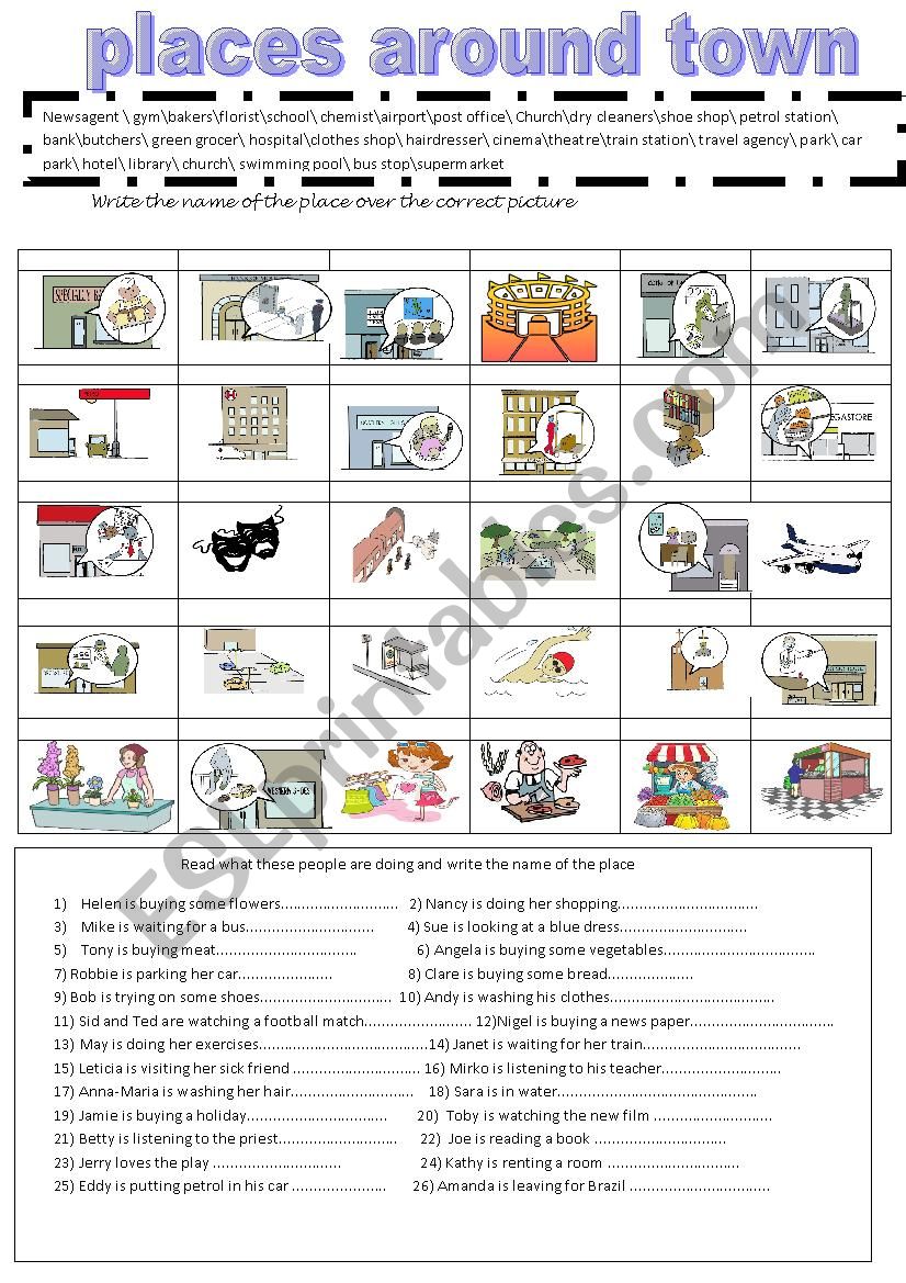 Around town  worksheet