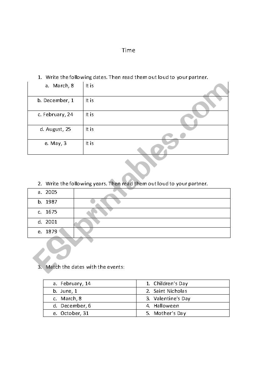 Time worksheet