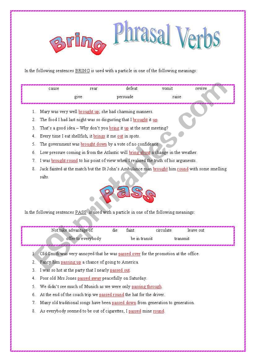 Phrasal verbs worksheet