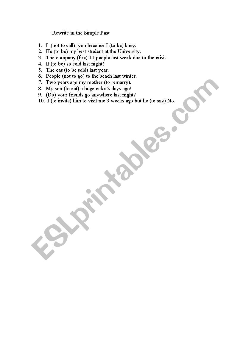 Past Simple  worksheet