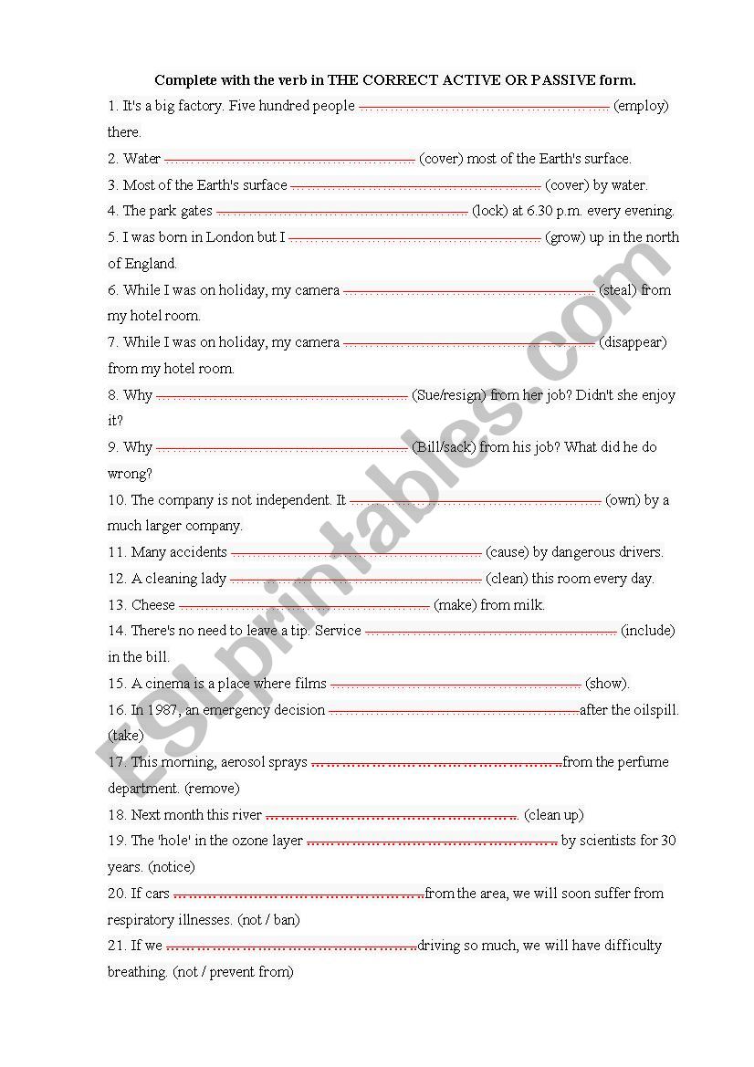 active and passive voice worksheet