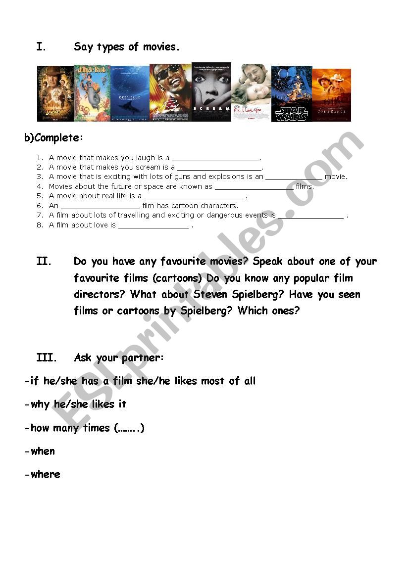 Movies/films worksheet