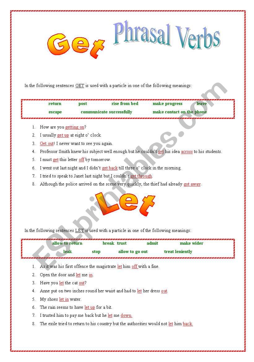 phrasal verbs worksheet