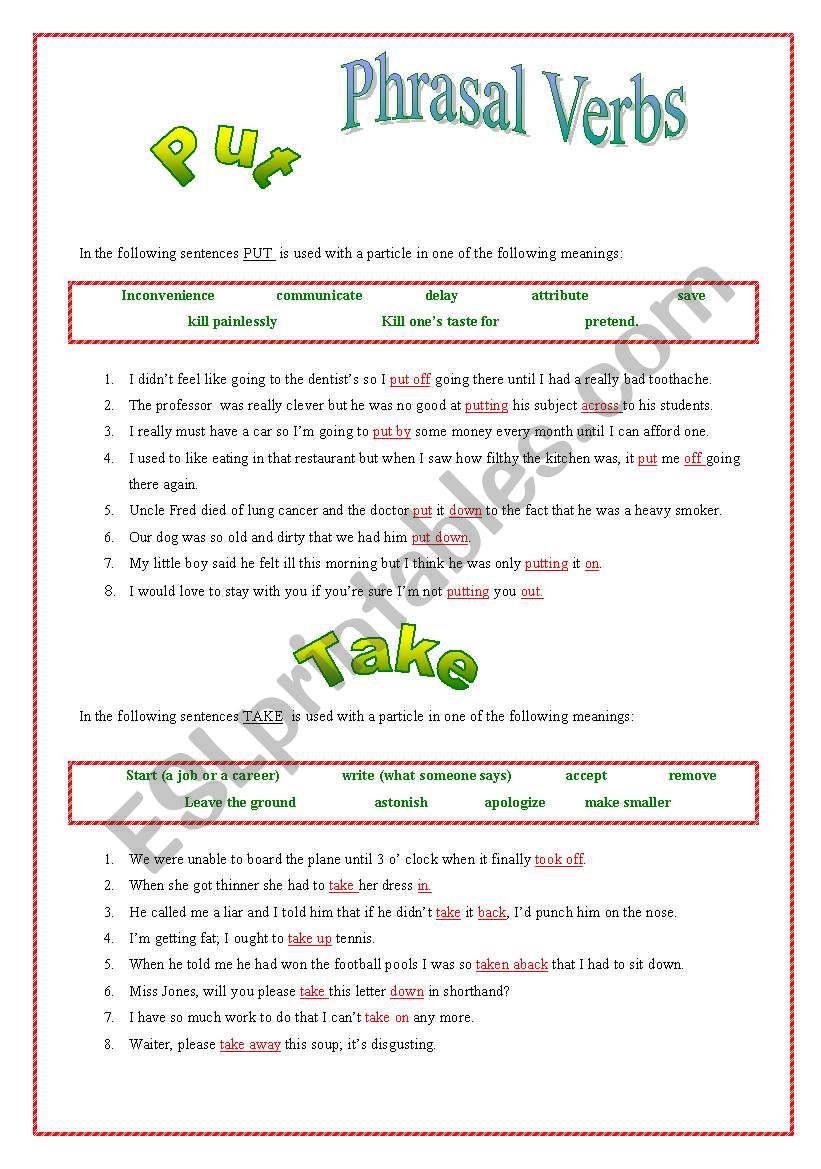 Phrasal verbs worksheet