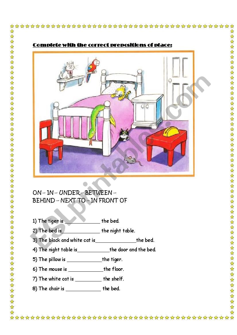 Prepositions of place worksheet