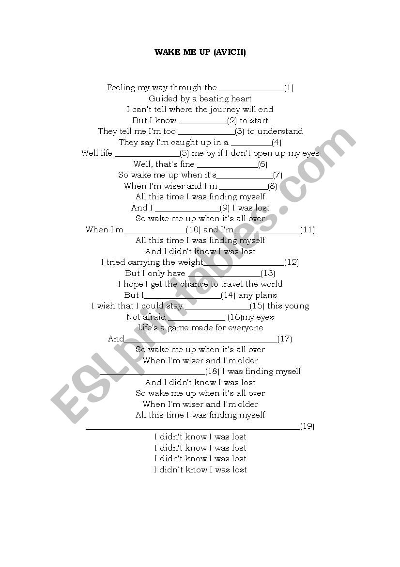 Song Activity worksheet