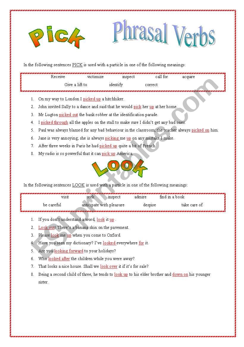 Phrasal verbs worksheet