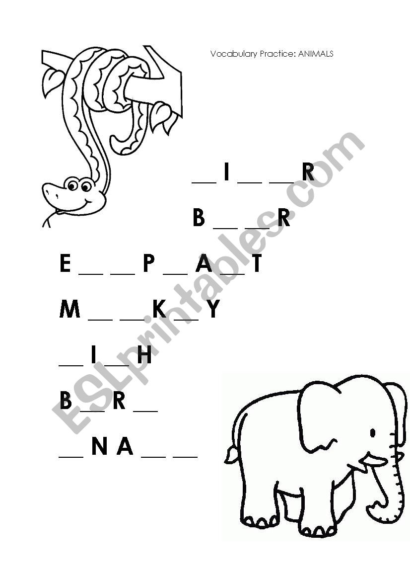 Animals worksheet