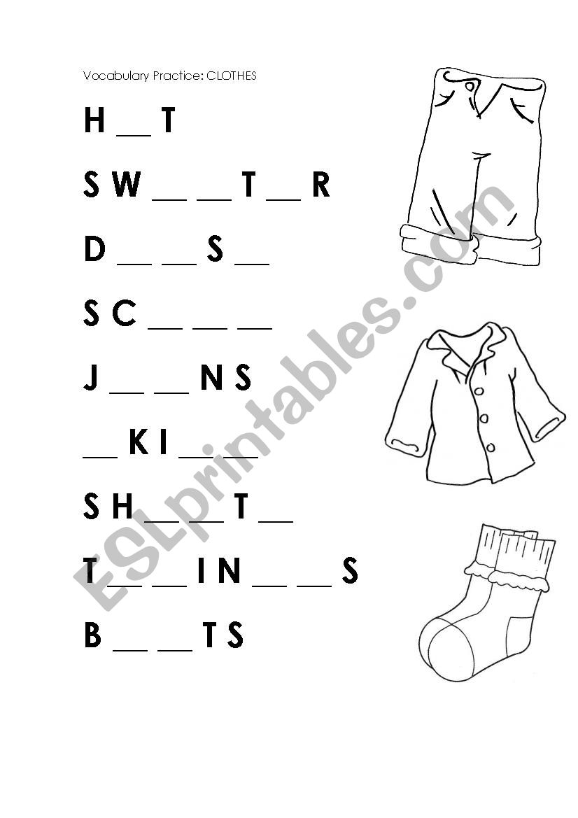 Clothes worksheet