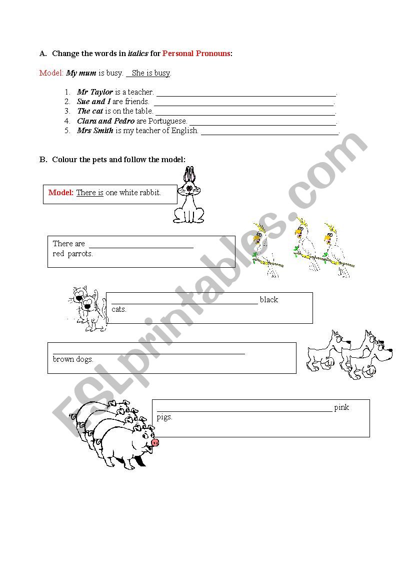 personal pronouns worksheet