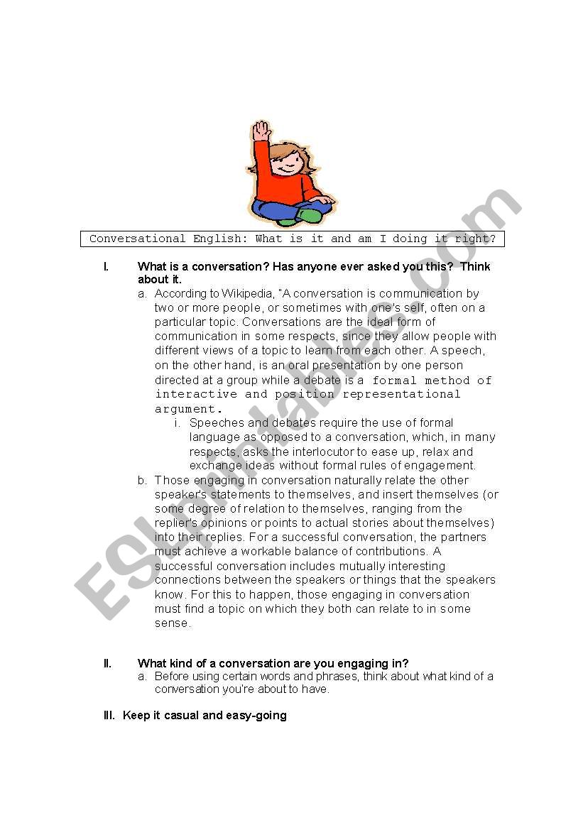 conversational English worksheet