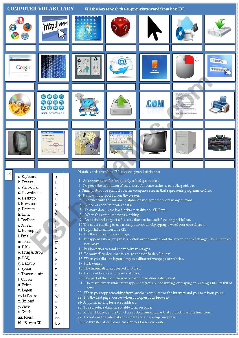 Verbs and Nouns related to computers