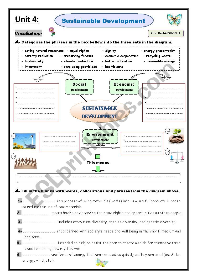 Sustainable Development worksheet