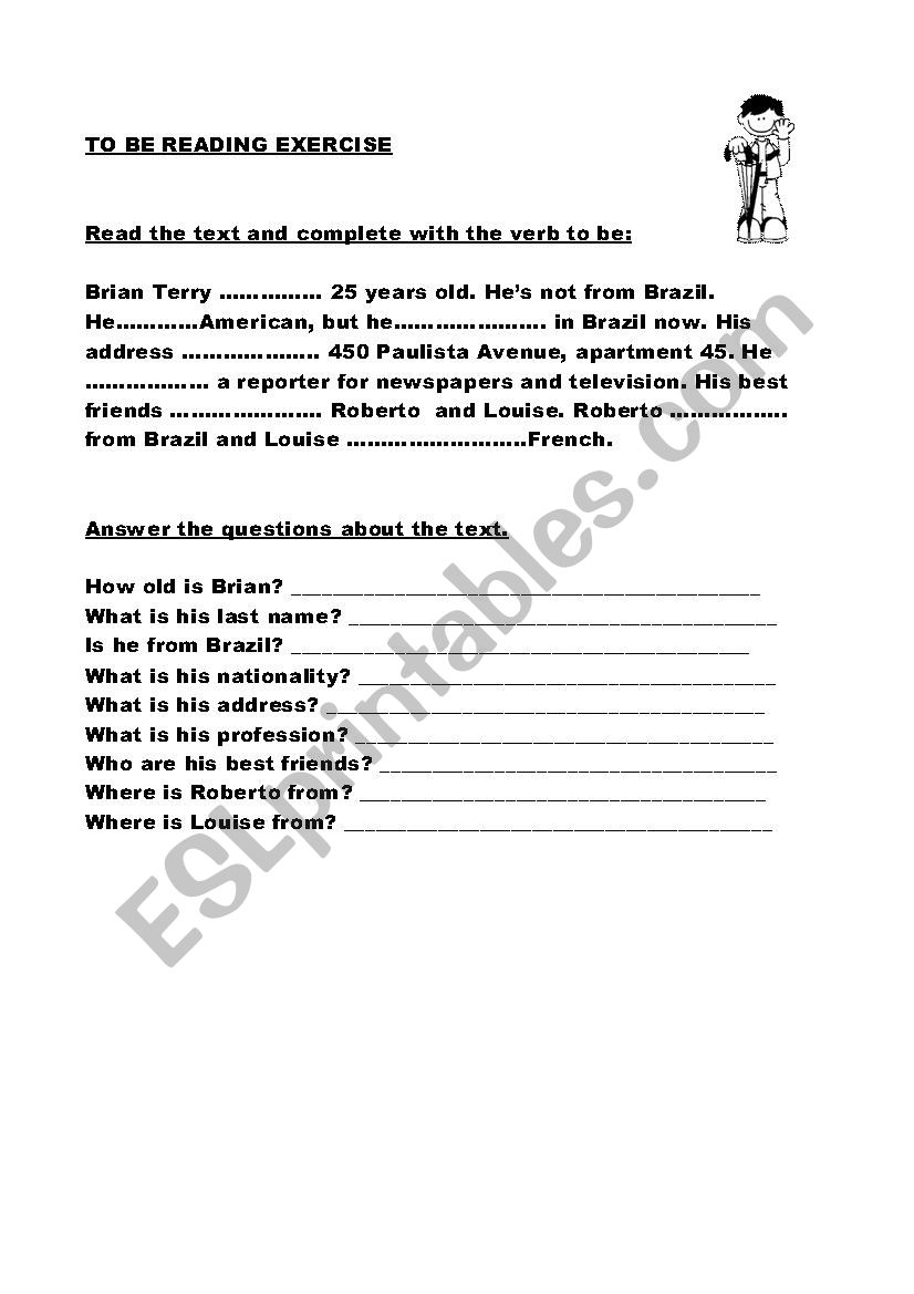 To be Reading exercises worksheet