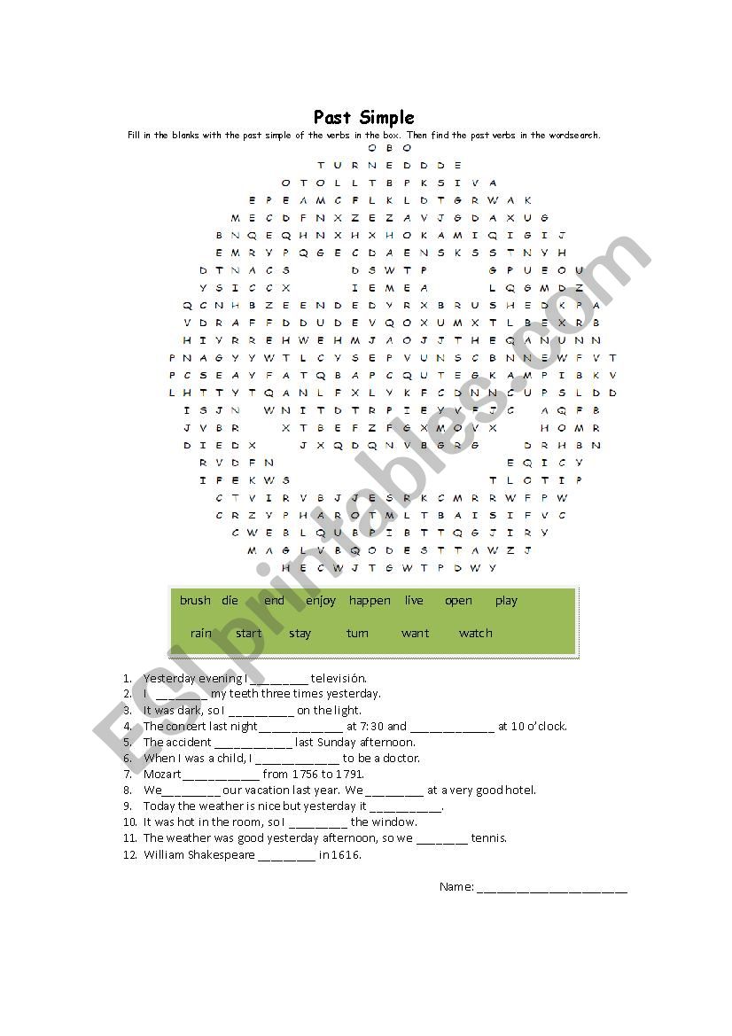 Simple Past  worksheet