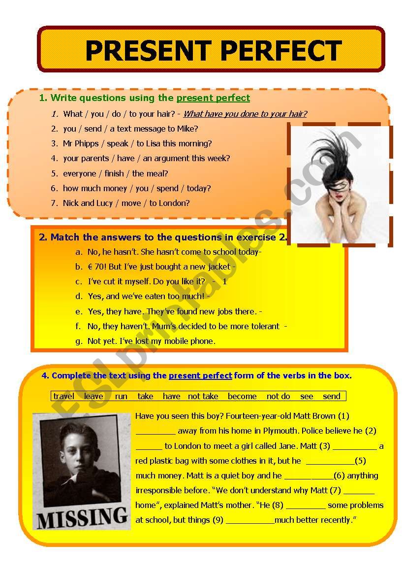 Present Perfect worksheet