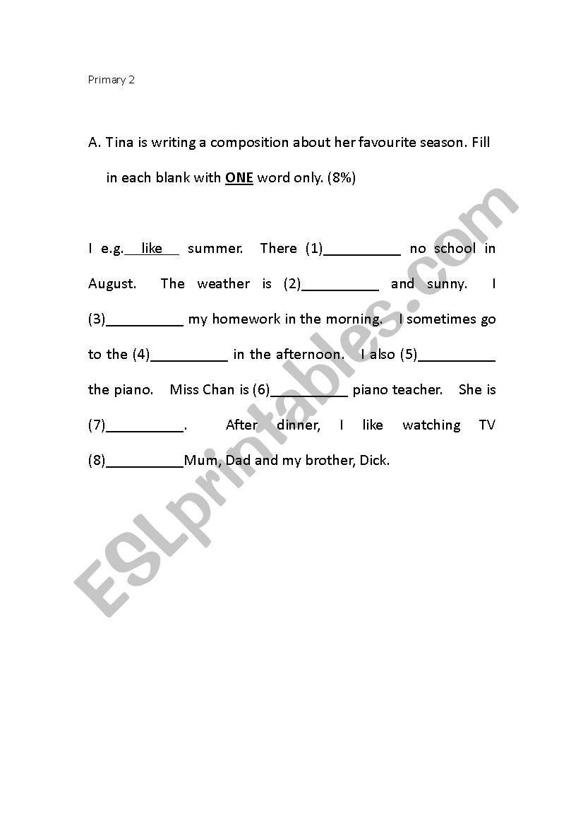 General English worksheet