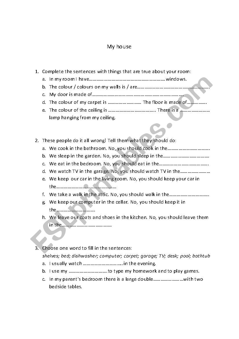 House worksheet