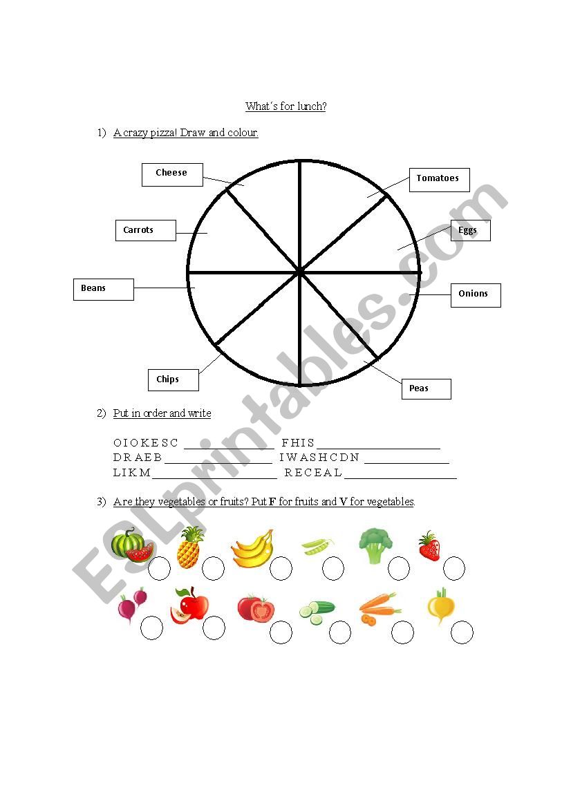 Whats for lunch? worksheet
