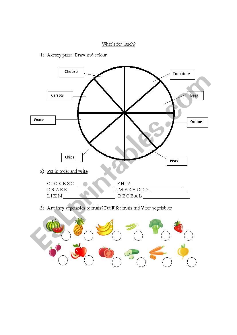 WhatÂ´s for lunch? worksheet